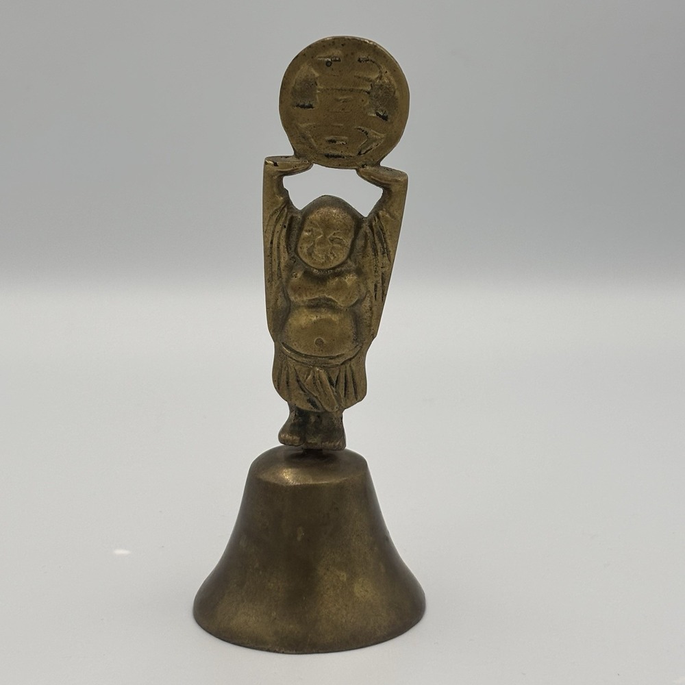 VINTAGE‎ BRASS BUDDHA BELL TRIUMPHANT BUDDA FIGURINE LUCKY BELL - Picture 12 of 12